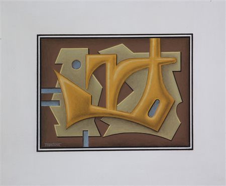 Ignoto, Senza titolo, tecnica mista su cartoncino, cm. 25x30, firmato "F....