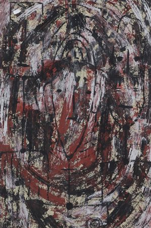 Ignoto, Senza titolo, tecnica mista su carta, cm. 35x23, firmata "Akpukpu" in...