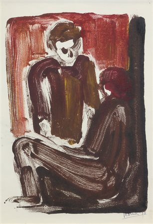 Ignoto, Senza titolo, 1958, monotipo su carta, cm. 35x24, firmato "Martelli"...