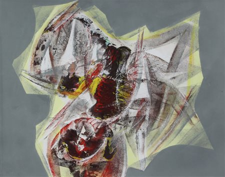 Anonimo, Senza titolo, 1974, tecnica mista su cartoncino, cm. 38x48, firma...