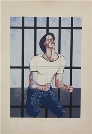 Galimberti, Presenze, 1980, serigrafia a 14 colori su carta, cm. 70x50, es....