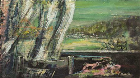 Luciano Boschi, Senza titolo, olio su tela, cm. 40x70, firmato in basso a...