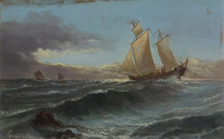 Ferruccio Giacomelli, Senza titolo, olio su tavola, cm. 30x48, firmato in...