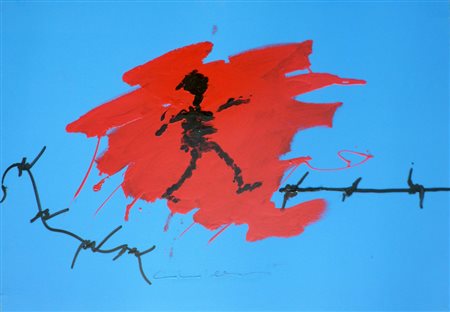 Giorgio Chiesi, Senza titolo, smalti su tela, cm. 70x100, firmato in basso al...