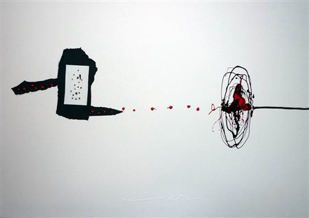 Giorgio Chiesi, Senza titolo, smalti collage su tela, cm. 70x100, firmato in...