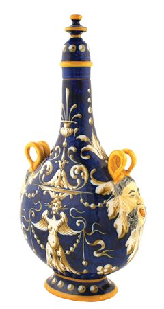 Fiasca in maiolica Ginori seconda meta' del XIX Sec. h. 34 cm. decorata a...