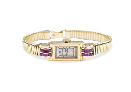 Boucheron, bracciale orologio in oro giallo 18kt anni 30/40 peso 21,5 gr....