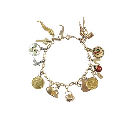 Bracciale "charms" in oro giallo e smalti policromi peso 20,9 gr. con 18...