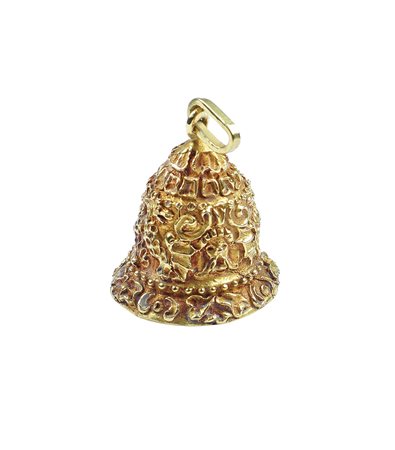 Pendente a foggia di campanello in oro giallo 18kt peso 12 gr. sbalzato ed...