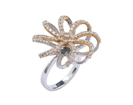 Anello a spirale in oro rosa e bianco 18kt con diamanti peso 8,1 gr. taglio...