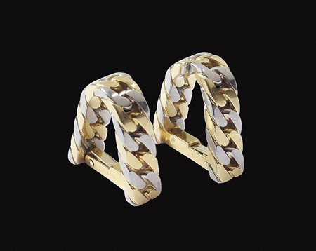 Hermes, gemelli in oro due colori 18kt firmati Hermes Paris peso 19,6 gr....