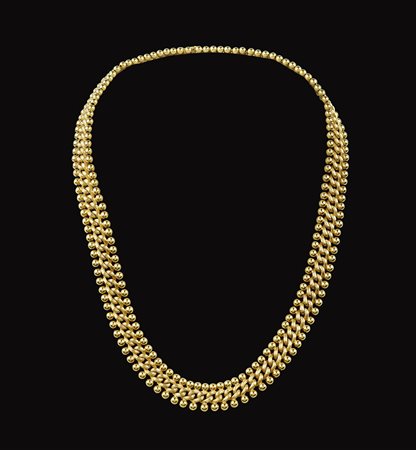 Collier in oro giallo 18kt anni 50/60 peso 39,3 gr. a maglie intrecciate e a...
