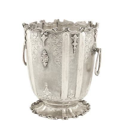 Secchiello portaghiaccio in argento Italia, XX Sec. h. 17,5 cm. corpo...