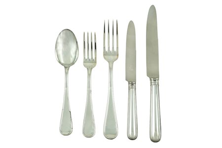 Servizio di 97 posate in argento stile inglese manifattura italiana peso 5400...