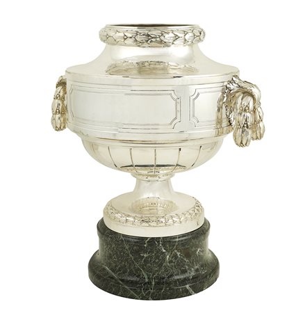 Grande coppa centrotavola in argento inizio XX Sec., firmata Pierard h. 42...