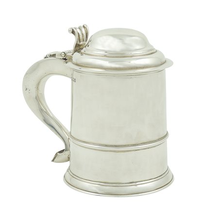 Tankard in argento Londra, 1930 h. 12 cm. argentiere Richard Comyns, corpo...