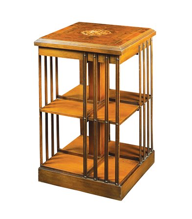 Libreria in noce Inghilterra, XX Sec. 76x46x46 cm. piano quadrato centrato da...