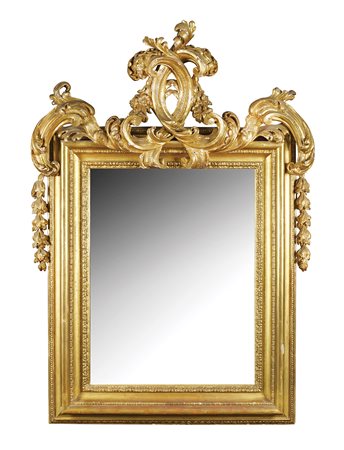 Grande specchiera in legno dorato Roma, fine del XVIII Sec. 165x155 cm....