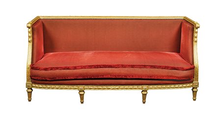 Divano a tre posti in legno dorato Francia, XIX Sec. 95x200x75 cm. intagliato...