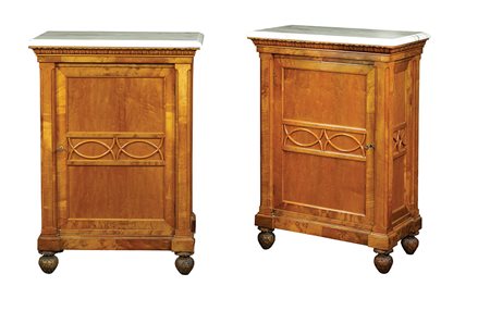 Coppia di credenze in radica e ciliegio Italia, fine del XIX Sec. 107x73x40...