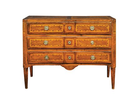 Cassettone Luigi XVI in noce Italia, fine del XVIII Sec. 101x122x55 cm....