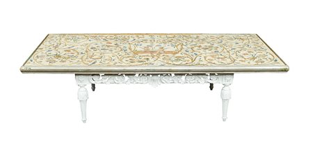 Antico pannello rettangolare XIX Sec. 56x201x101 cm. dipinto in policromia a...