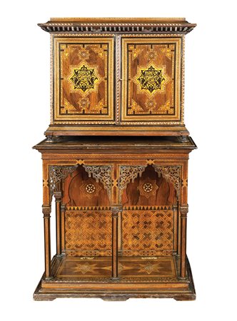 Particolare stipo a due corpi in palissandro Marocco, fine XIX secolo...