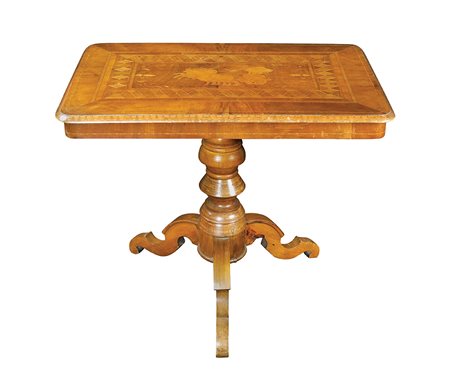 Tavolo da centro sorrentino in noce XVIII secolo 78x100x65 cm. riccamente...