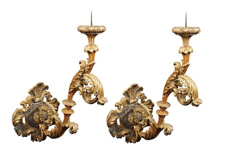 Coppia di grandi torcieri da parete Italia, fine del XVIII Sec. 150x100x65...