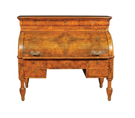 Bureau cylindre in radica Francia, XIX Sec. 130x153x77 cm. parte superiore a...