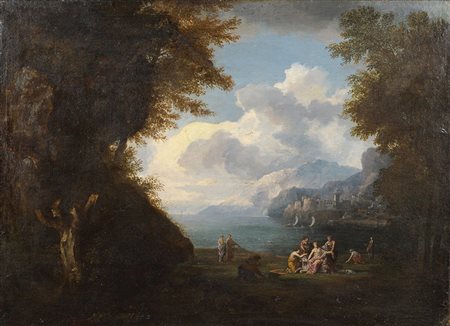 Filippo Lauri, attribuito a Roma 1623 - 1624 73x99 cm. "Ratto di Europa" olio...