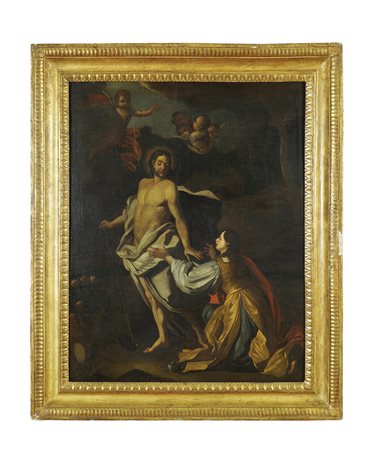 Scuola napoletana Fine XVII Sec. 83x63 cm. "Noli me tangere", olio su tela,...