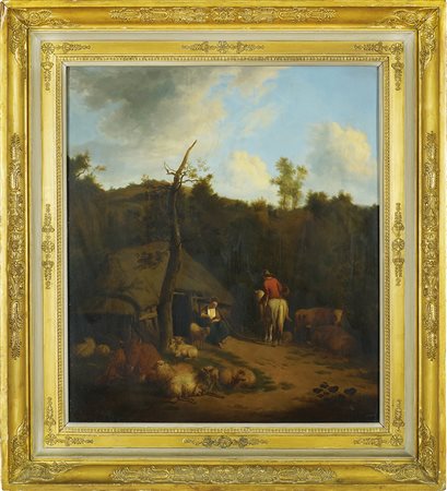 Adriaen Van de Velde, attribuito a Amsterdam 1636 - 1672 75x65 cm. "Paesaggio...