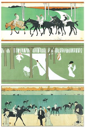 Firma indecifrabile inizio XX Sec. 50x105 cm. tre tecniche miste su carta...