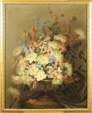 Margarita Hahn Vidal Amburgo 1919 91x73 cm. "Natura morta", olio su tela,...