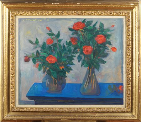 Mario Mafai Roma 1902 - 1965 61x71 cm. "Rose", olio su tela, anno 1952,...