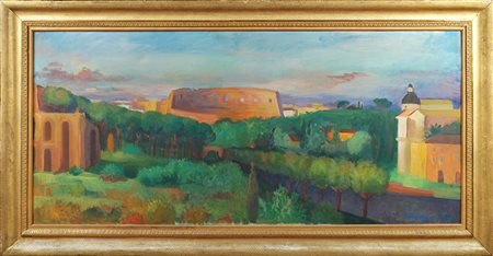 Mario Mafai Roma 1902 - 1965 90x200 cm. "Veduta del Colosseo dall' Aventino",...