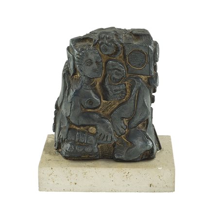 Firma indecifrabile XX Sec. 15x12x7 cm. scultura in metallo poggiante su base...
