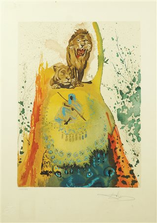 Salvador Dalì Figueres 1904 - 1989 55x41,5 cm. "Les Lions", litografia...