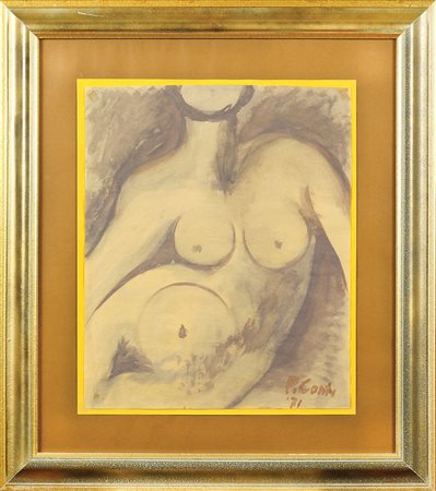 Primo Conti Firenze 1900 - Fiesole 1988 67x57 cm. "Nudo femminile",...