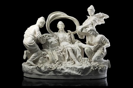 Grande gruppo in terraglia bianca con soggetto mitologico di divinit‡ (Diana...