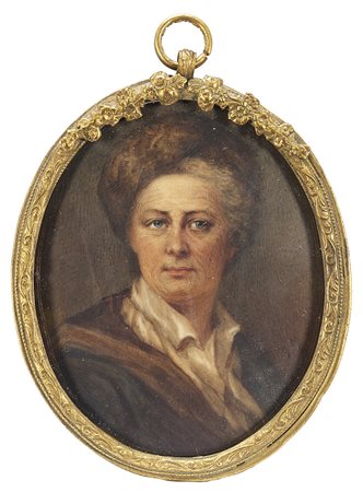 Maestro del sec. XIX "Ritratto di uomo con cappello di pelliccia" miniatura...