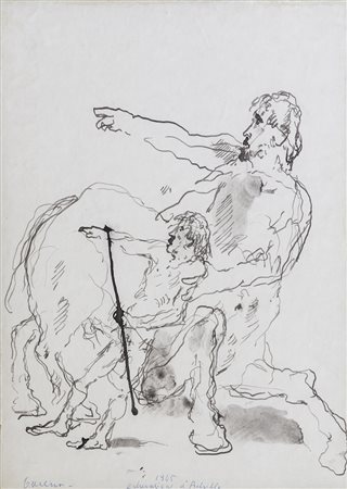 FELICE CARENA (1879-1966)Educazione di Achille, 1965 Grafite, china e tecnica...