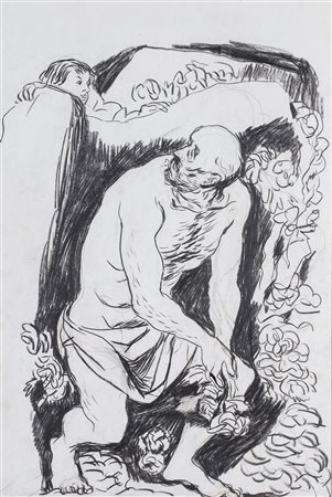 SALVATORE FIUME (1915-1997)Senza Titolo Tecnica mista su cartacm 50x35,5Firma...