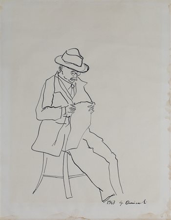 GIOVANNI OMICCIOLI (1901-1975)Senza Titolo, 1947 China su cartacm 45x35Firma...