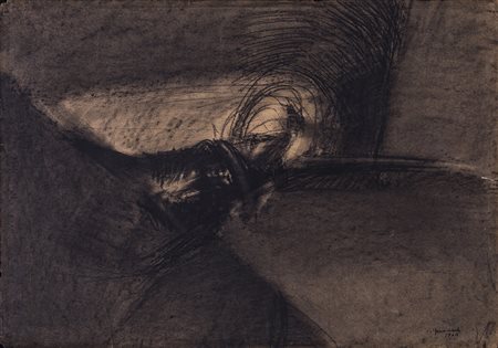 CLAUDIO GRANAROLI (1939)Composizione astratta, 1964 Carboncino su cartacm...