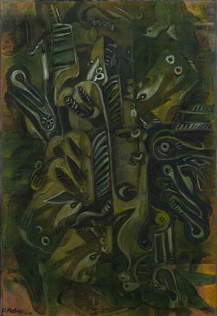 PETROS PAPAVASSILIOU (1928) Dinamismo Biologico, 2010 Olio su tela cm 69x48...