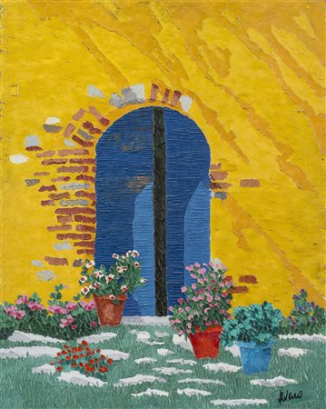 ALVARO CATTANEO (1938) Casa Gialla Olio su tela cm 50x40 Firma al fronte...