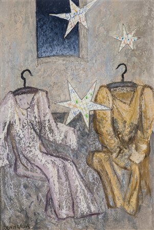 ENRICO BENAGLIA (1938) Le stelle di carta Olio e tecnica mista su carta...