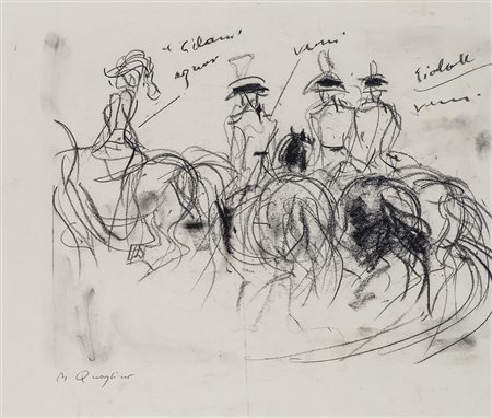 MASSIMO QUAGLINO (1999-1982) Senza Titolo Grafite e carboncino su carta cm...